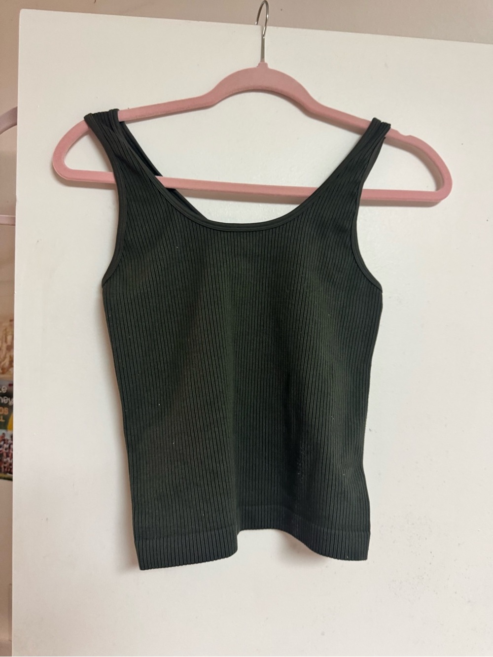 Ribbed Tank Top - Dark Olive Green